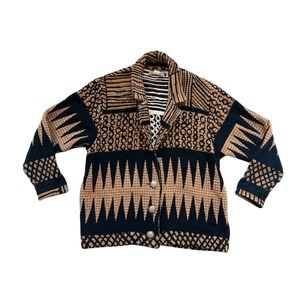 VTG‎ painted Pony Tapestry Southwestern boho Aztec 3 button jacket one size